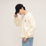 [UNISEX] Drawing Dot Embroidery Backlogo White Clip Sweatshirt (6655513329782)