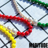 カラーキュービックボールネックレス / COLOR CUBIC BALL NECKLACE /  TRENDZ 착용