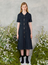 ツーボタンカラースティッチドレス / Two Button Collar Stitch Dress