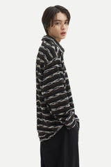 ルブルイヤールウールカラーカーディガンシャツ/Le brouillard Wool collar cardigan shirt S113 Black