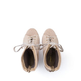 Suede Lace-Up Open Toe Heel(Beige)