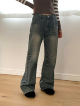 Chilla Cat Washing Y2K Semi Bootcut Denim Pants