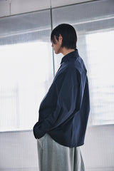 EARTH-COLOR PLEATS SHIRT (Deep Ocean) / アースカラープリーツシャツ