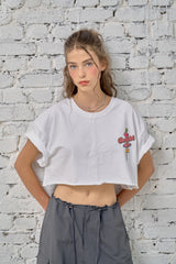チェリーベアクロップT / CHERRY BEAR CROP T (WHITE)