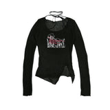 221-U-NECK ROSE RIBBON SLIT T-SHIRTS (6677540208758)