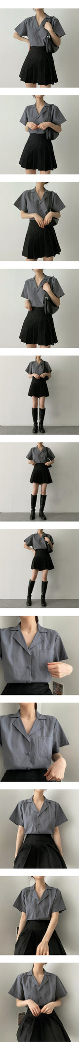 サンディーオープンカラー半袖シャツ / Sandy Open Collar Short-Sleeved Shirt
