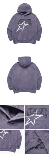 [24SS] STAR AE LOGO PIGMENT WASHING HOODIE PURPLE