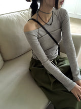 [SET] Signal Layered Tank Top One Shoulder T-Shirt