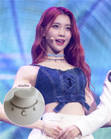 Moon and Star Bold Chain Choker - Silver (Kep1er Xiaoting Necklace)