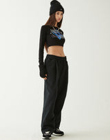 ドリームイズノーウェアクロップTシャツ/DREAM IS NOWHERE LS CROP T-SHIRT BLACK