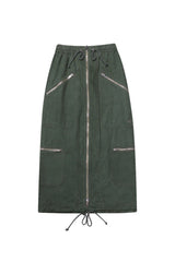 WASHED 2WAY ZIP SKIRT_KHAKI