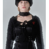 203-FAKE FUR BOLERO RIBBON CARDIGAN (6550313468022)