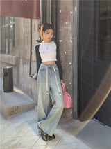 ナグランクロップドロングスリーブTシャツ/ Nagrang cropped long sleeve tee