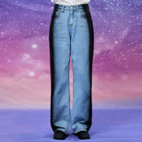 サイドペインティングワイドデニムパンツ / Side painting wide denim pants