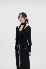 シンプルスカーフTシャツ / Simple scarf T-shirt (3color)
