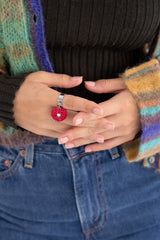 Chubby heart pendant surgical open ring (red)チャビーハートペンダントサージカルオープンリング/