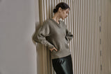 リブ Vニットトップス/RIBBED V-KNIT TOP_L.GREEN