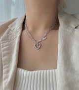 2ラインチェーンキッチュヒップハートネックレス/havo Bold, two-line chain, kitsch, hip, heart necklace