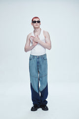 ハイパー ブラッシュ ウォッシング ワイド デニムパンツ / Hyper Brush Washing Wide Denim Pants Blue