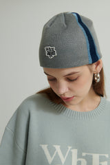 WHATTHE Logo Stripe Beanie Grey (6643575849078)
