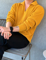 Collared Ribbed Knit Top (6691464282230)