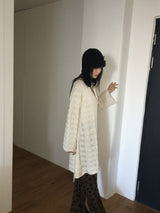 [MADE] Flute Ribbon Strap Punching Wave Knit Dress