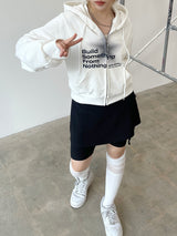 クロップドットフードジップアップ / Crop dot hood zip-up