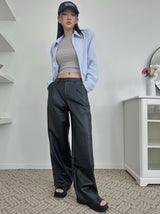 レザーストレートトラウザーズ / leather straight trousers