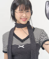 RIBBON KNIT TUBE TOP (CHARCOAL)