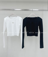 ハートオープンショルダーパッドクロップドTシャツ