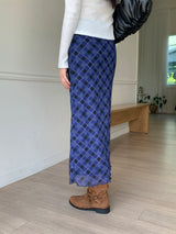 Kimo y2k retro check long skirt