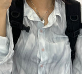 マザーオブパールハートトグルバーネックレス / eg White mother-of-pearl Heart Toggle Bar Necklace