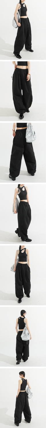 Balloon Cotton String Pintuck Pants