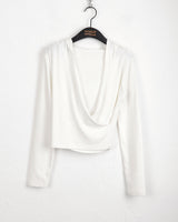 Chey draped wrap cropped hooded sweatshirt