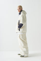 ウィンドブレーカーフーデッドリバーシブルジャケット/BSR2223FWJK036 TWAN WINDBREAKER HOODED REVERSIBLE JACKET CREAM/BLACK