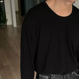 ASCLO Uネックシルケット長袖Tシャツ