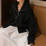 [BELLIDE MADE] Signal two-way twisted knit zip-up