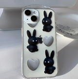 ハートブラックラビットフォーンケース / Heart Black Rabbit Phone Case