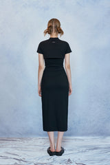 HIDE Slit Band Long Skirt (Black) (6570965958774)