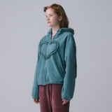 FRILL HEART HOODIE, BLUE