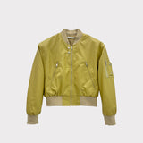 (UNISEX) ダブルスナップパッドレザーフライトジャケット