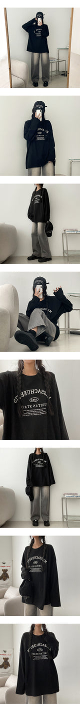 Lone washing side banding denim wide pants