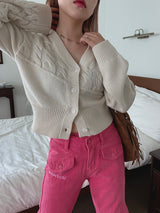 ブロック ニット カーディガン / Block knit cardigan (3color)