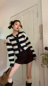 ストライプウールニットカーディガン/striped wool knit cardigan