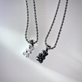 Ink marble bear necklace (6685429366902)