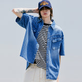 ウォッシュドデニムウェスタンシャツ / WASHED DENIM WESTERN SHIRT BLUE