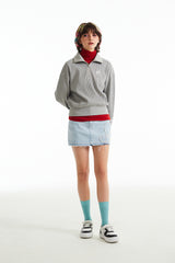 チェリープラネットデニムスカート / CHERRY PLANT DENIM SKIRT [LIGHT BLUE]