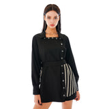 Square Neckline One-piece [Black Knit]