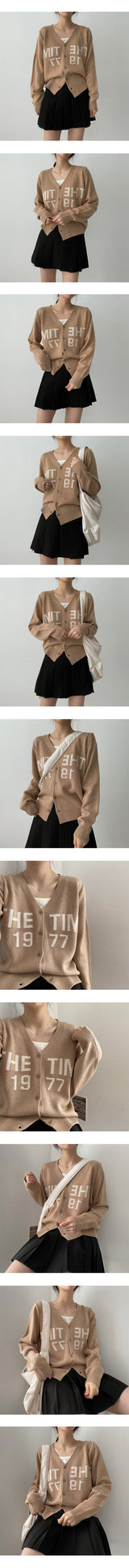フォーキーレタリングVネックニットカーディガン/Forky Lettering V-Knit Cardigan