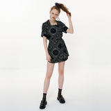 Square Neckline Onepiece [Black flower paisley] (6592437125238)